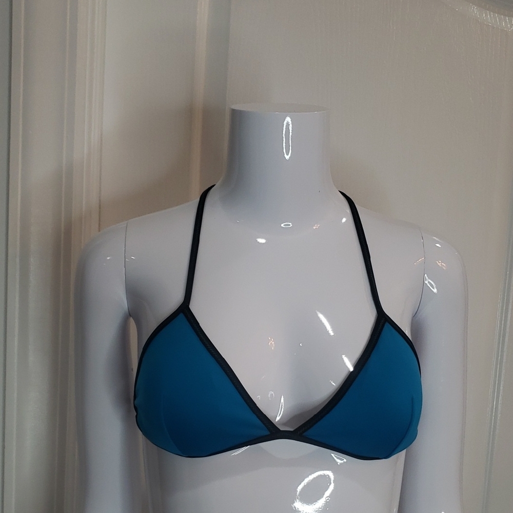 Victoria's Secret Blue & Black Bikini Top Size Small